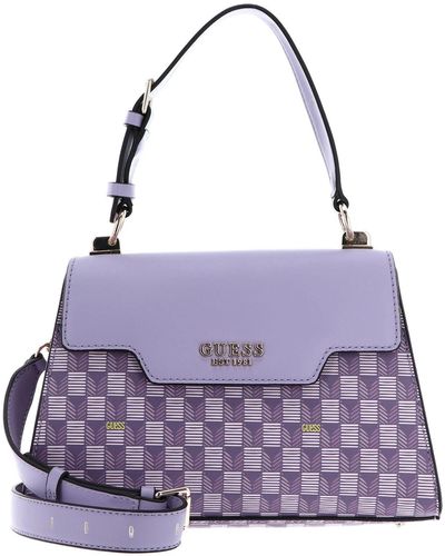 Guess Hallie Top Handle Flap Lilac Logo - Paars