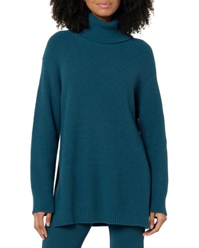 The Drop Grayson Super Sofy Shoulder Turtleneck Sweater - Blue