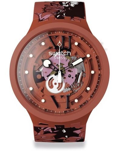 Swatch New Gent Biosourced Camoflower Cotton Quartz Watch - Red