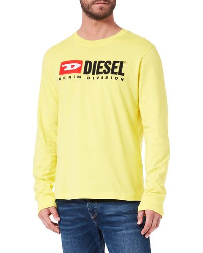 DIESEL T-Shirt mit langen Ärmeln und Fleece-Logo - Gelb