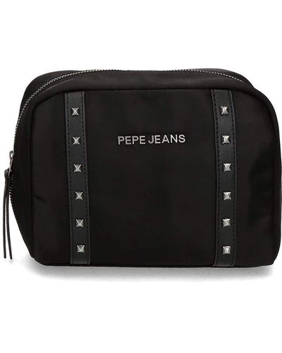 Pepe Jeans Roxanne Two Compartments Vanity Case Black 24x17x15 Cms Nylon And Synthetic Leather
