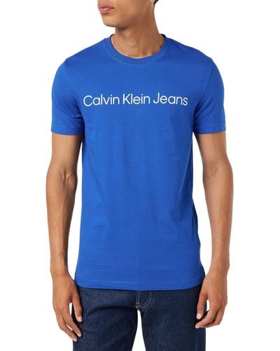 Calvin Klein Schmales Institutional-Logo S/S T-Shirts - Blau