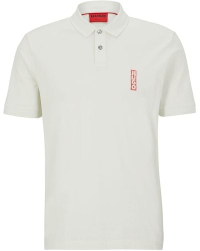 HUGO Cotton-piqué Polo Shirt With Marker-inspired Logo - White