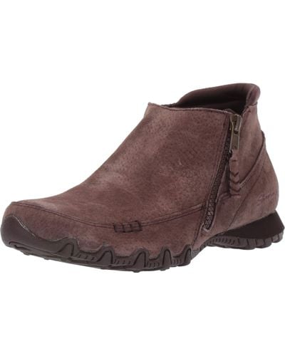 Skechers Relaxed Fit Bikers Zippiest S Ankle Boots Chocolate 8 W - Brown