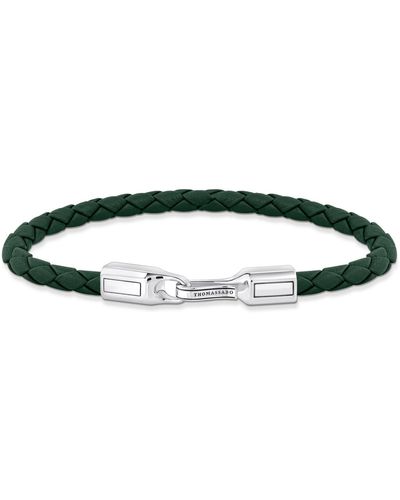 Thomas Sabo Green Leather Bracelet 925 Sterling Silver