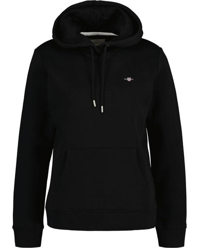 GANT Rel Shield Hoodie Hooded Sweatshirt - Black