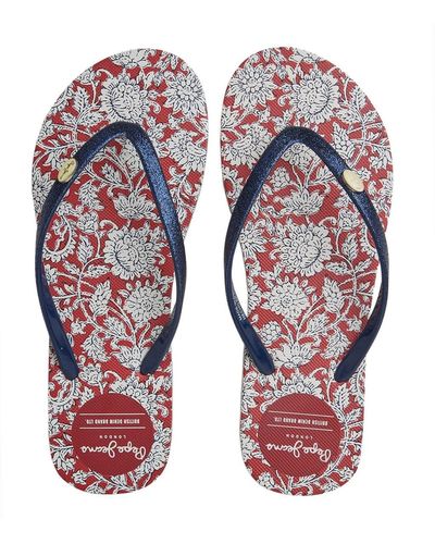 Pepe Jeans RAKE FLORAL Thong Sandals - Rot