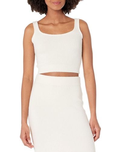 The Drop Braylen Cosy Jumper Cropped Tank - White