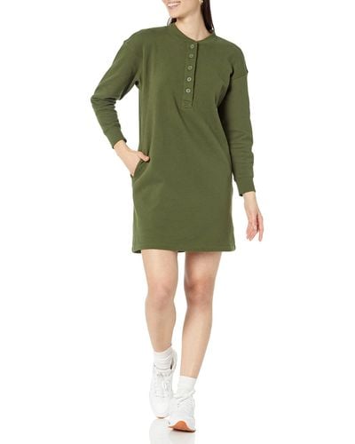 Amazon Essentials Knit Henley Sweatshirt Dress - Green