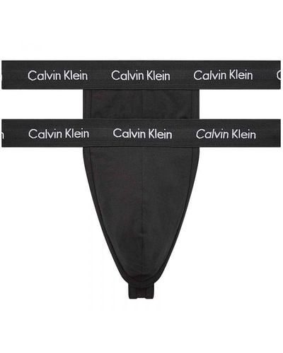 Calvin Klein 2er Pack Strings Baumwolle mit Stretch - Schwarz