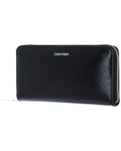 Calvin Klein Ck Must Zip Around Wallet Saffiano L Ck Black - Zwart