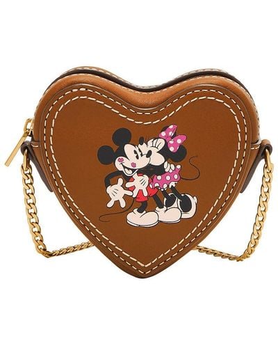 Fossil Mickey And Friends Brown Leather Mini Bag