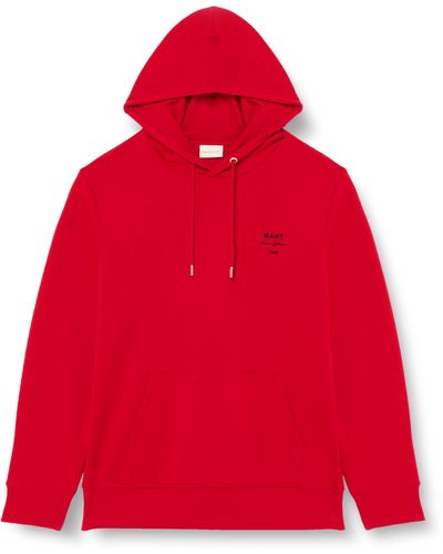 GANT Logo Script Hoodie Hooded Sweatshirt - Red