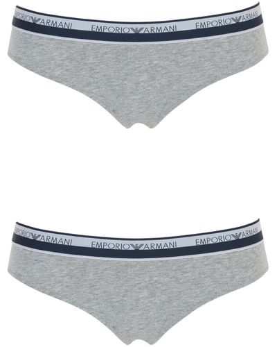 Emporio Armani Slip aus Stretch-Baumwolle mit Logoband im 2er-Pack - Grau