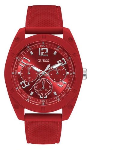 Guess Red And Silver-tone Multifunction Watch