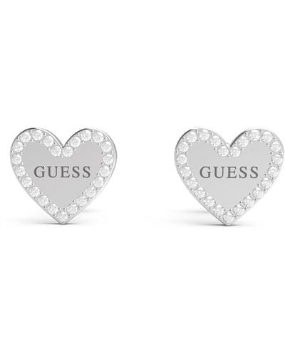 Guess Jewellery Heart To Heart Silver Jube01082jwrht Earrings - Black