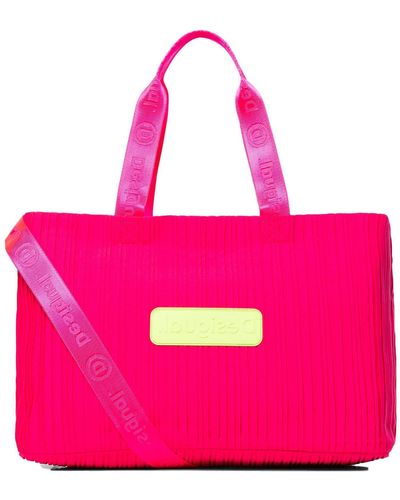 Desigual Pink 2 In 1 Gym Duffle Bag Pleats With Separate Toiletries Bag