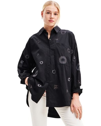 Desigual Woven Shirt Long Sleeve - Black