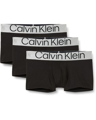 Calvin Klein Low Rise - Trunks 3 Pack - Signature Waistband Elastic - Black - Size