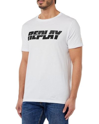 Replay T-Shirt Kurzarm mit Logo Print - Weiß