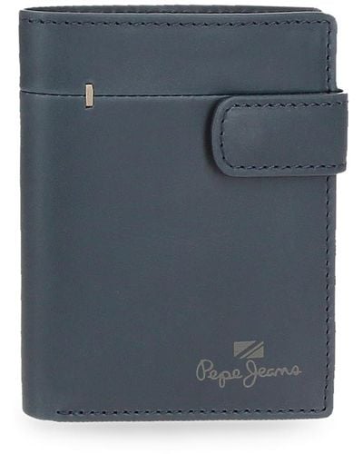 Pepe Jeans Staple Cartera Vertical con Cierre de Clic Azul 8,5x10,5x1 cms Piel