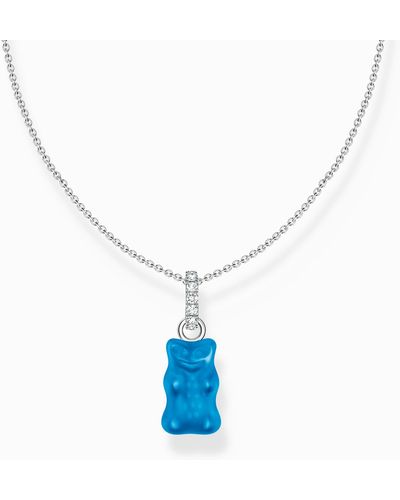 Thomas Sabo Necklace With Blue Gold Bear Pendant And Silver Stones