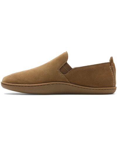 Clarks Home Mocc Suede Slippers In Tan Standard Fit Size 9 - Black