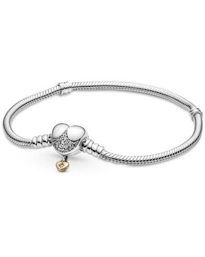 PANDORA Disney Princesses Snake Chain Sterling Silver And 14k Gold-plated Bracelet With Clear Cubic Zirconia - White
