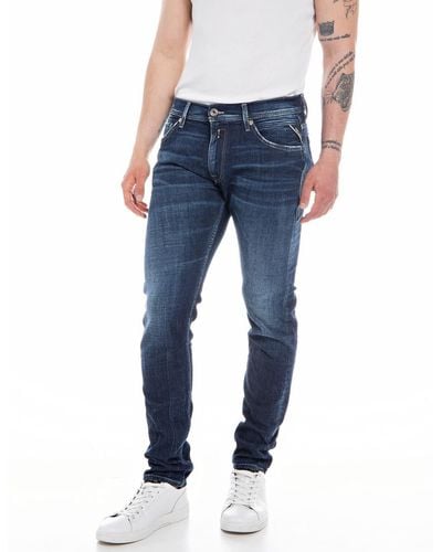 Replay Jeans Jondrill Skinny-Fit Aged mit Stretch - Blau