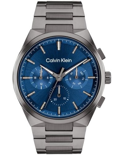 Calvin Klein Multi Zifferblatt Quarz Uhr für Kollektion DISTINGUISH mit Edelstahlarmband Edelstahlarmband - 25200443 - Blau