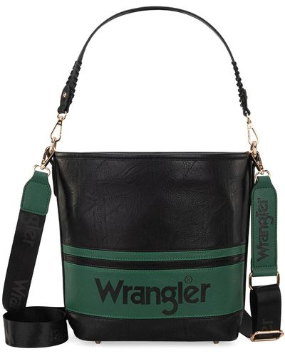 Wrangler Hobo Shoulder Handbag For Weave Bucket Bag - Black
