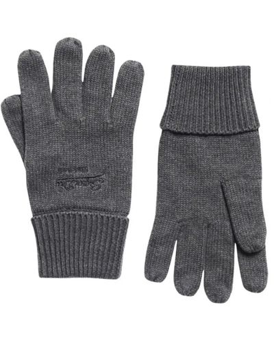 Superdry Knitted Logo Gloves Mittens, - Grey