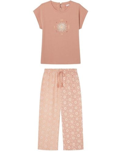 Women'secret Capri-pyjama Weekly Sunshine Spel Voor - Roze