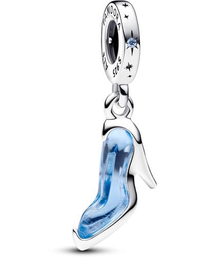 PANDORA Disney Colgante con diseño de zapato de Cenicienta en plata de ley con elegantes circonitas cúbicas de color azul claro y