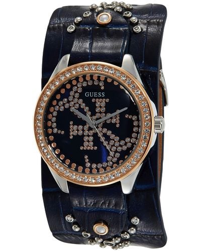 Guess Heartbreaker S Analog Quartz Watch With Leather Bracelet W1140l3 - Blauw