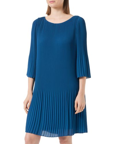 s.Oliver BLACK LABEL Plissee Kleid kurz Blue Green 40 - Blau