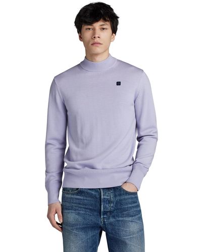 G-Star RAW Premium Core Mock Knitted Pullover - Lila