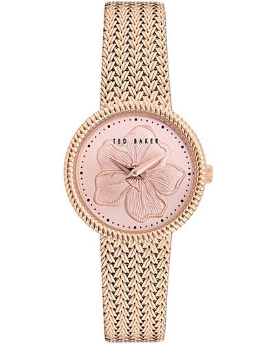 Ted Baker Ladies Stainless Steel Rose Gold Bracelet Watch - Pink