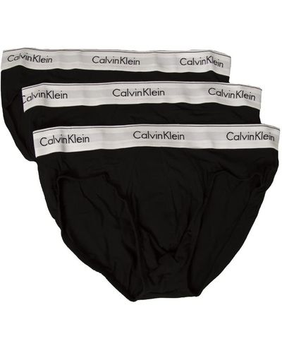 Calvin Klein Slips CK 3er-Pack sichtbare elastische Baumwoll-Tripack-Unterhose Artikel NB2379A HIP Brief 3P - Schwarz