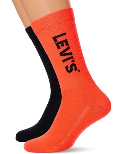 Levi's Neon Sport Ribbed Regular Cut Socks - Naranja