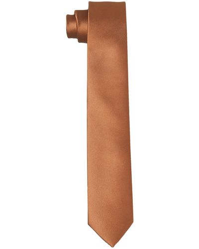 HIKARO Krawatte handgefertigt im Seidenlook 6 cm schmal - Braun