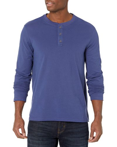 Lee Jeans Long Sve Soft Washed Cotton Henley T-shirt - Blue