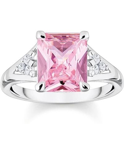Thomas Sabo Ring mit pinken und weißen Steinen Silber 925 Sterlingsilber TR2362-051-9