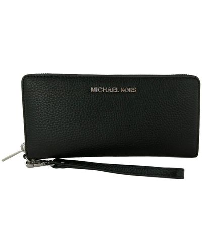 Michael Kors Jet Set Travel Continental Leather Wristlet - Black - Nero