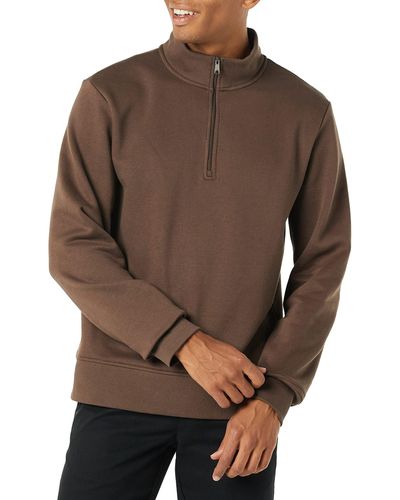 Amazon Essentials Long-sleeved Quarter-zip Fleece Sweatshirt - Brown