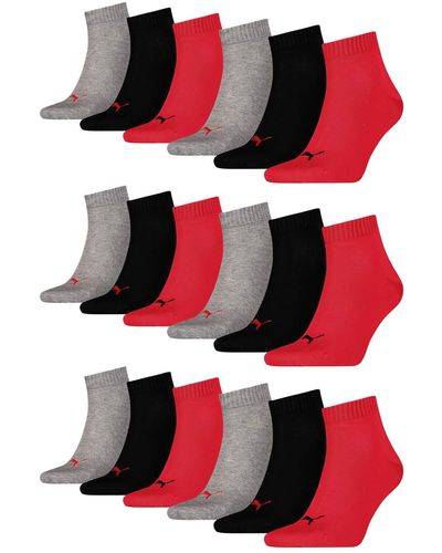 PUMA 18 pair Sneaker Quarter Socks s & Ladies - Rouge