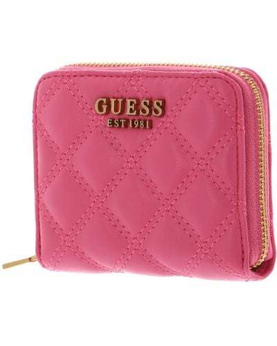 Guess Giully Small Zip Around Wallet - Pink