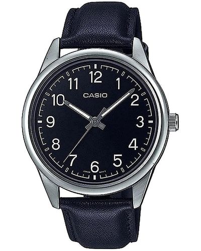 G-Shock MTP-V005L-1B4 Standard Analog Black Leather Band Black Numbers Dial Watch - Nero