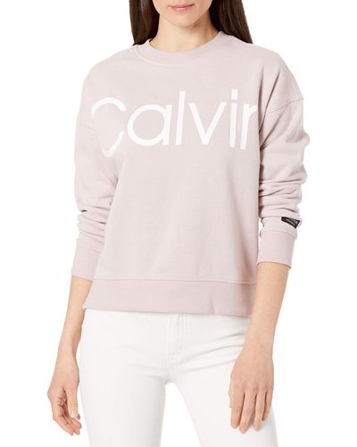 Calvin Klein Long Sleeve Zip Up Hooded Sweatshirt - White
