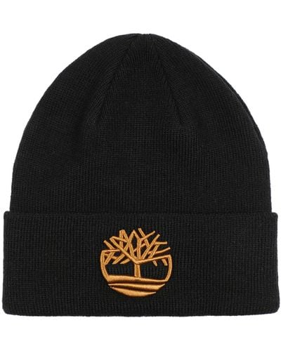Timberland Cuffed Beanie with Embroidered Contrast Tree Hat - Schwarz